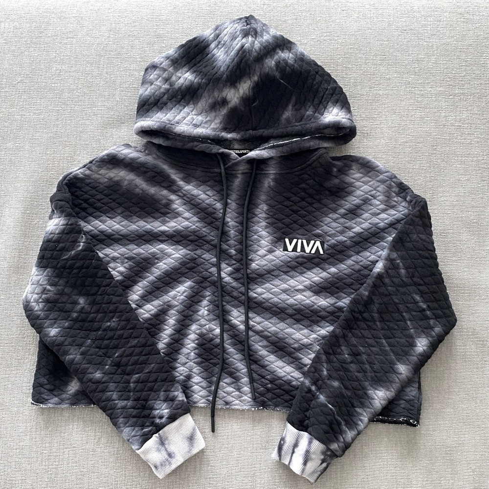 Black & Grey Tie Dye Barstool Sports Cropped Sweatshirt